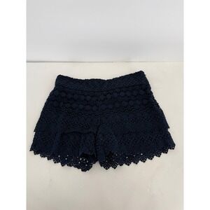 Ann Taylor Loft Riviera Shorts Womens Navy Floral Lace Scalloped Side Zip Sz 4